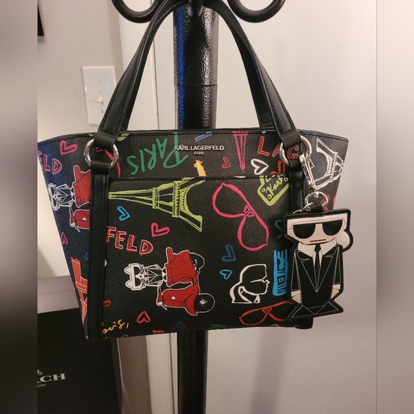 Karl Lagerfeld Adele Paris graffiti satchel - Picture 8 of 10